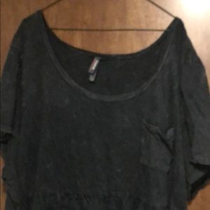 Torrid Size 5 black acid wash peplum top